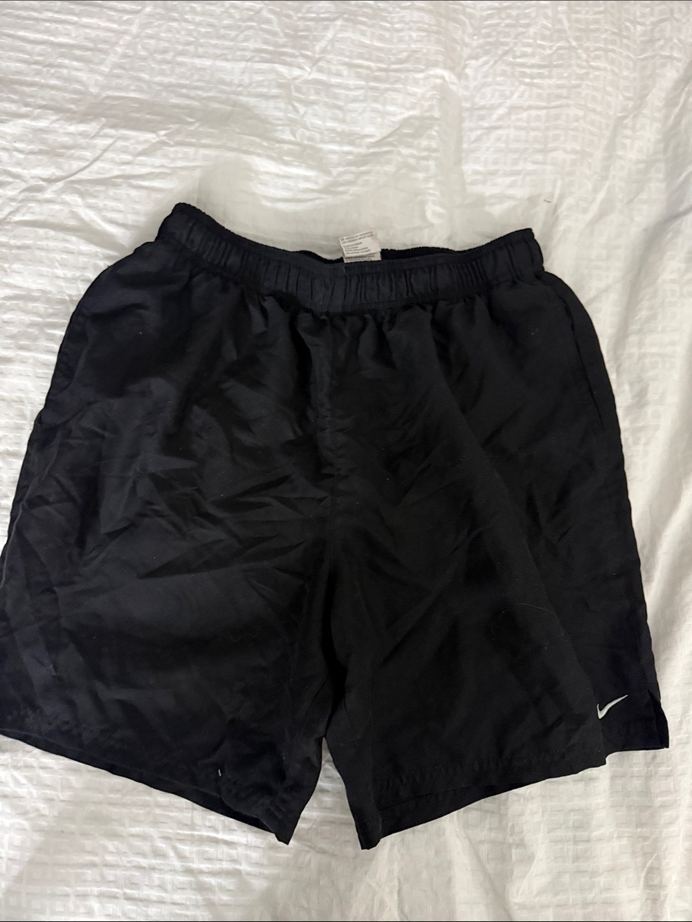 Nike Black Men's Athletic Training Shorts with White Swoosh